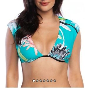 Trina Turk Shangri La Floral Cap Sleeve Bikini Top